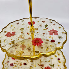 Load image into Gallery viewer, Three-Tiered Cake Stand - Real Pink Flowers
