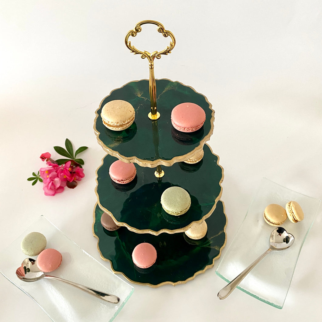 Three-Tiered Cake Stand - Emerald Green