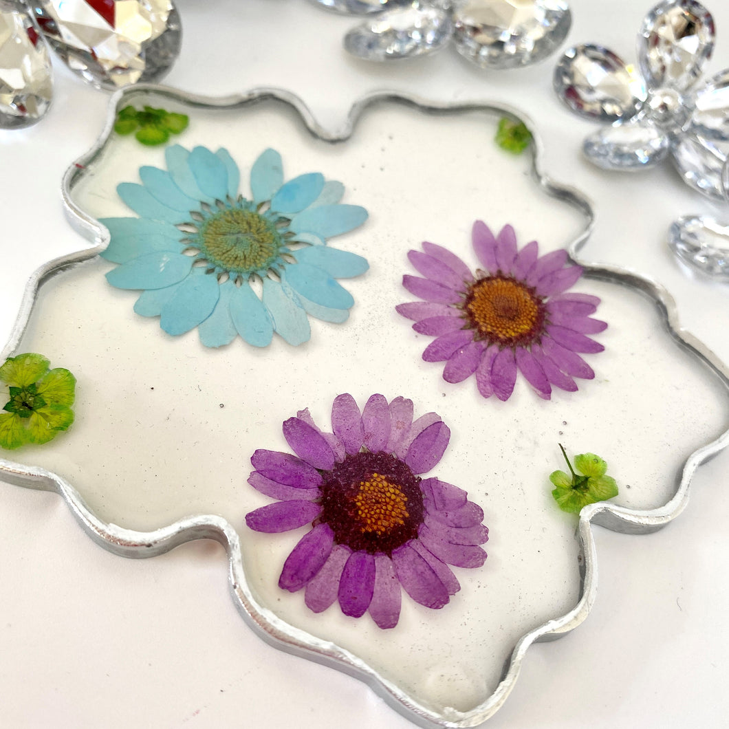 Flower Coaster - Purple and Blue Daisies