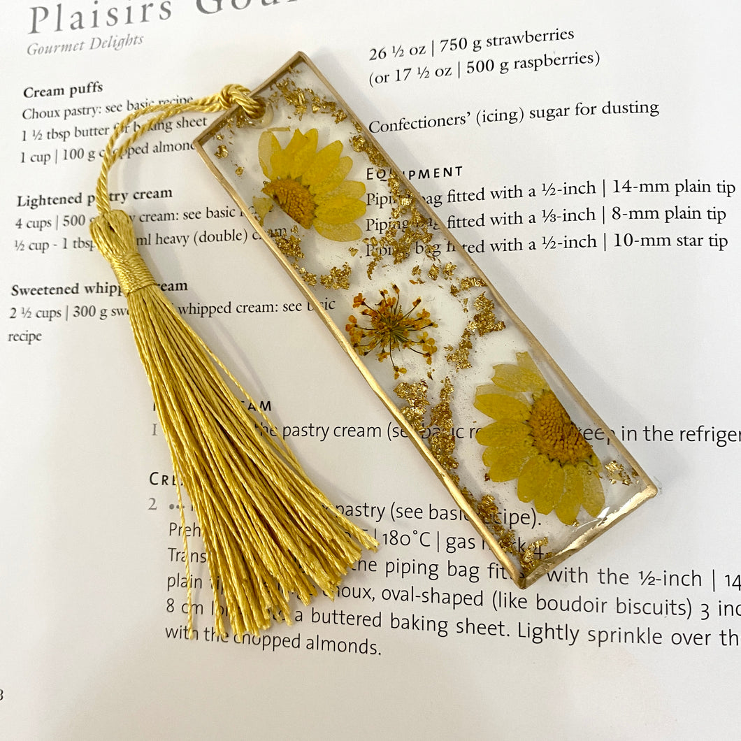 Bookmark - Real Pressed Yellow Daisies
