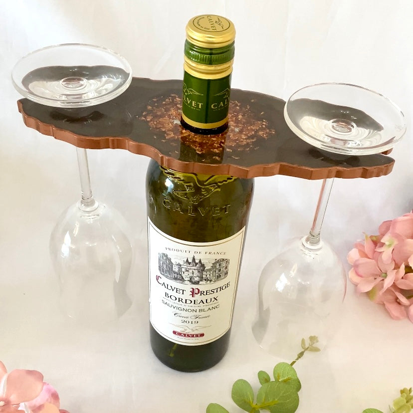 Luxury Wine Butler - Caramel Brown with Rose Gold