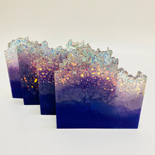 Load image into Gallery viewer, Wave-Shape Coaster Set in shades of Purple - set of four
