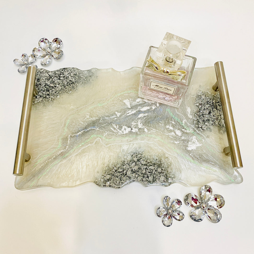 Display Tray - white and silver